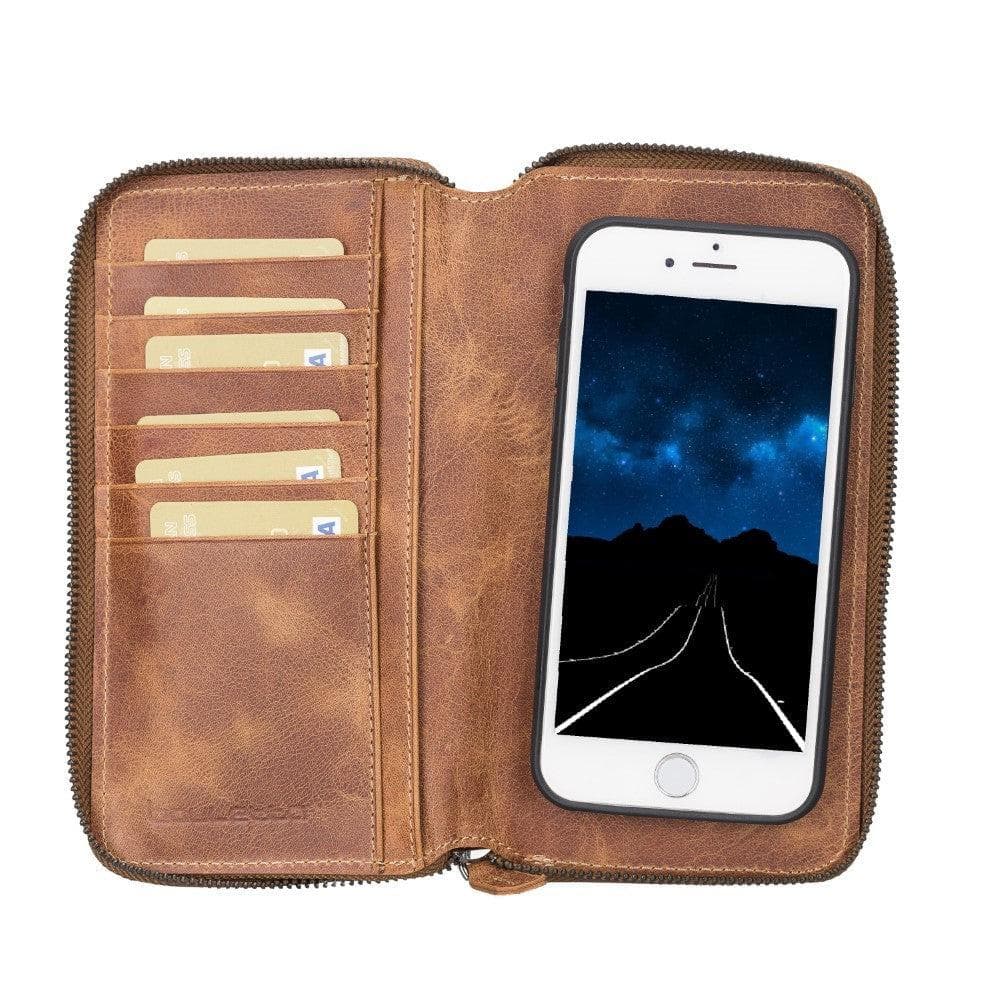 Apple iPhone 8 Series Leather  Pouch Magnetic Detachable Leather Wallet Case iPhone 8 / Vegetal Tan Bouletta