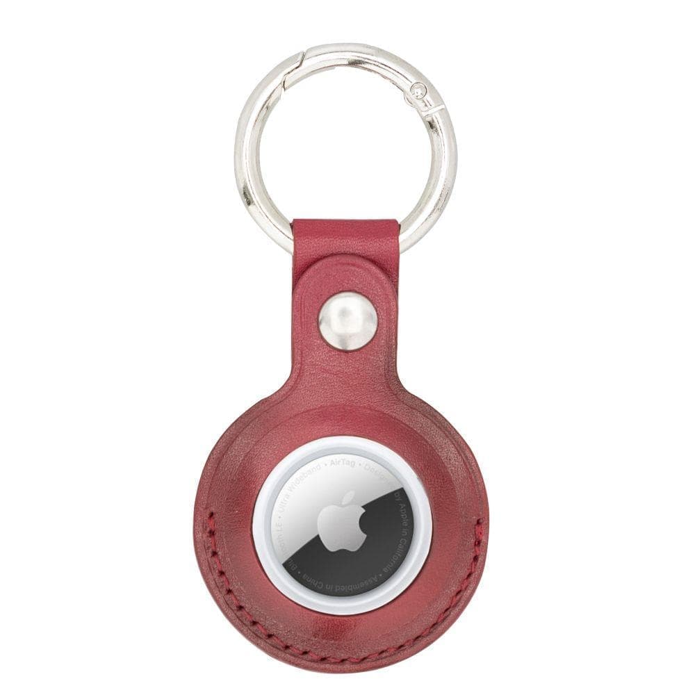 Arta Genuine Leather Keychain for Apple Airtag Vegetal Burnished Red Bouletta LTD