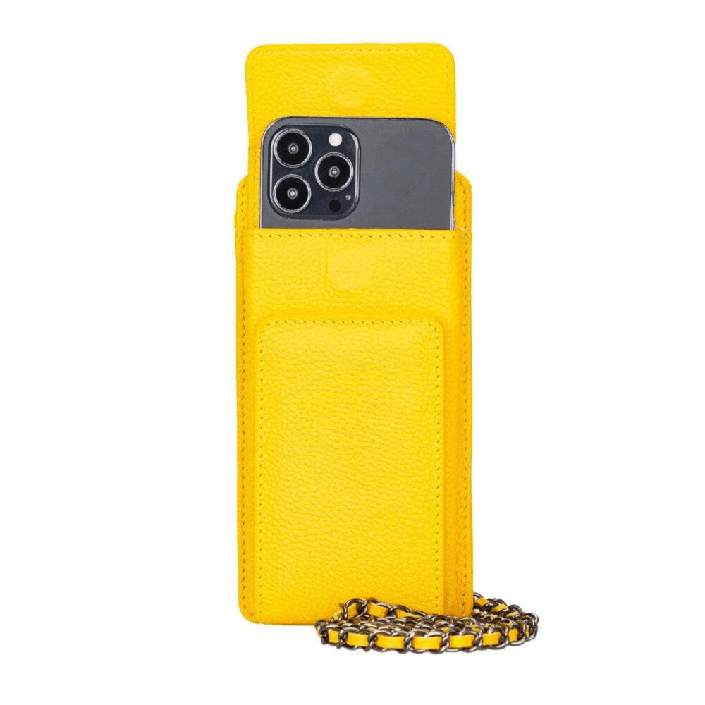 B2B - Avjin Crossbody Leather Bag Compatible with Phones up to 6.9" Yellow Bouletta B2B