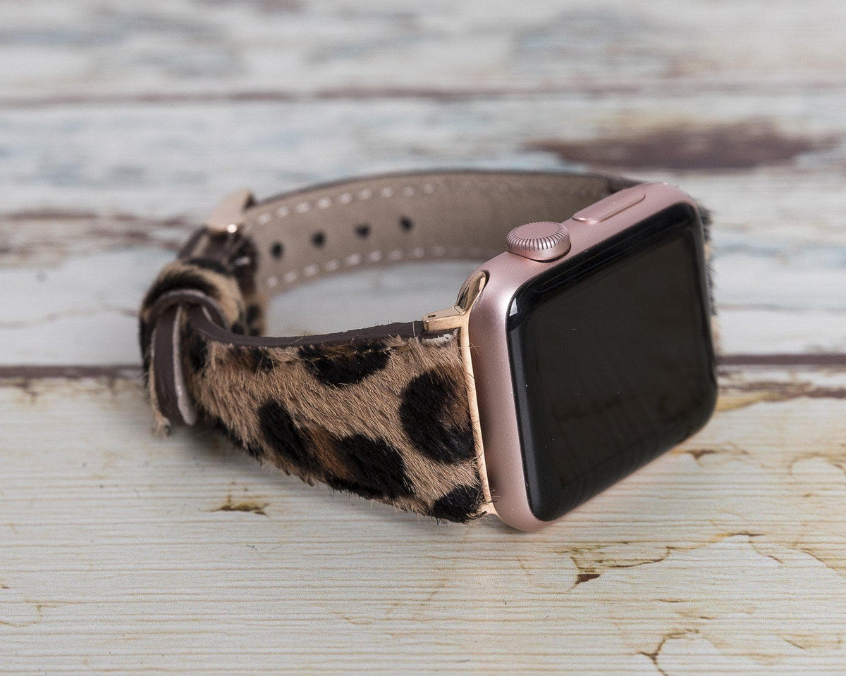 Leather Apple Watch Bands - Clasic Slim Style Leopar Hairy Bouletta