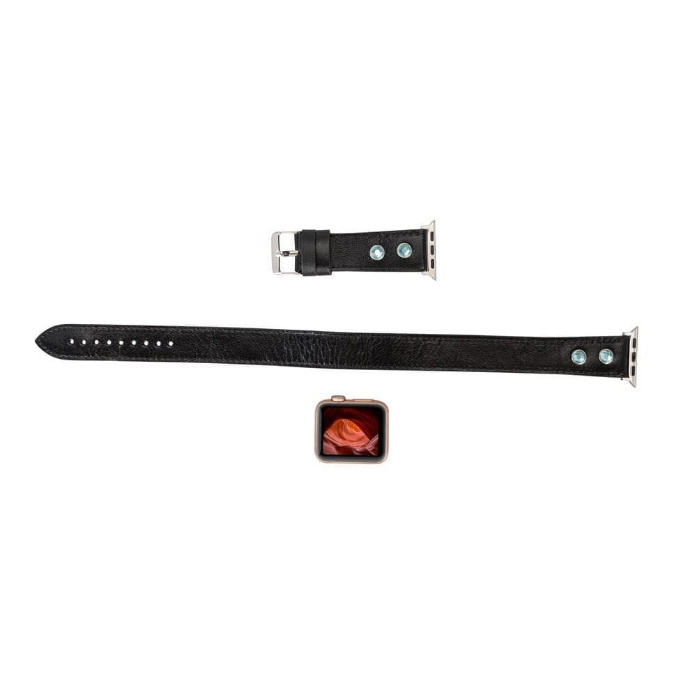 Leather Apple Watch Bands - DT Double Tour Solitare Diamond Style RST1 Bouletta