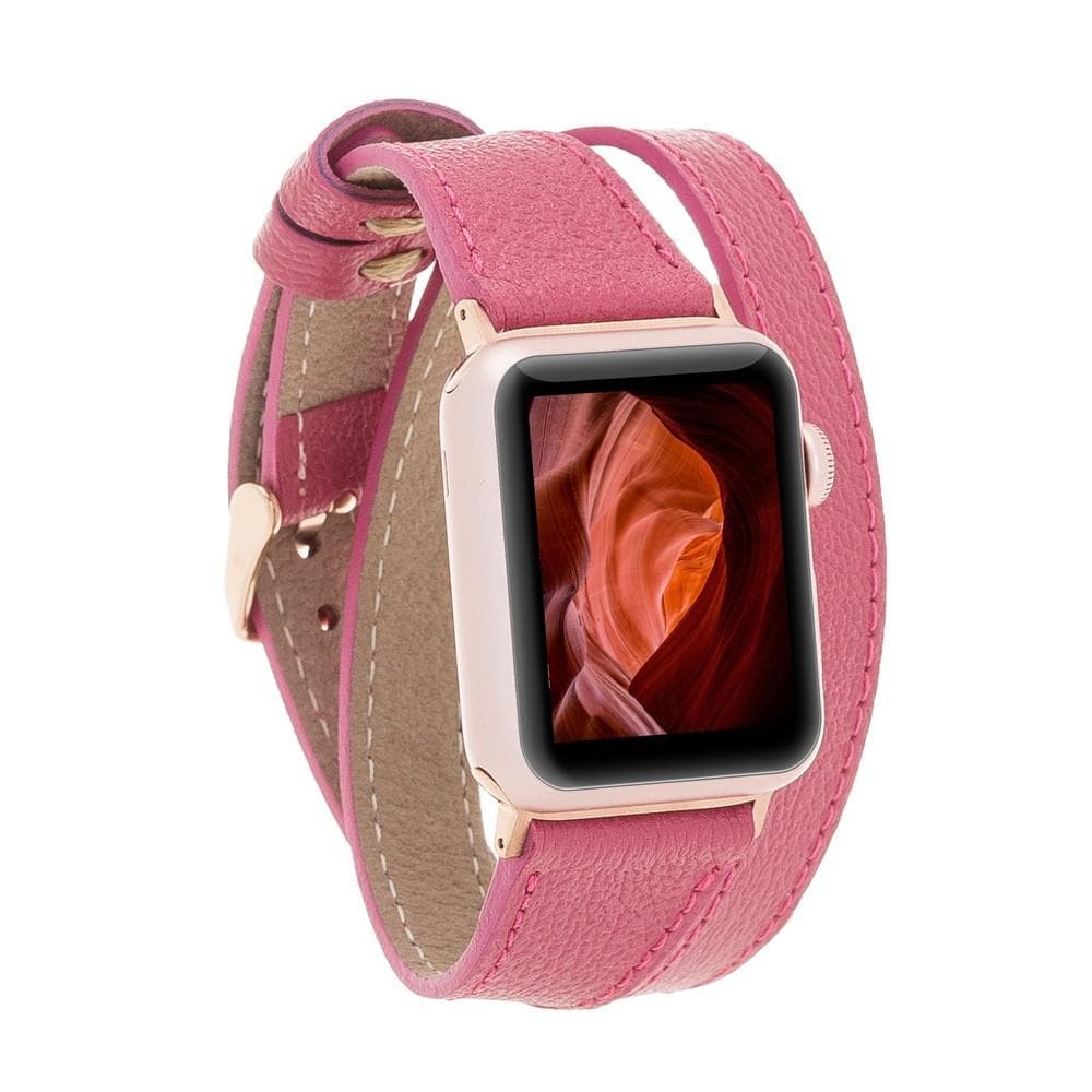 Leather Apple Watch Bands - DT Double Tour Style CP04 Fuşya Bouletta