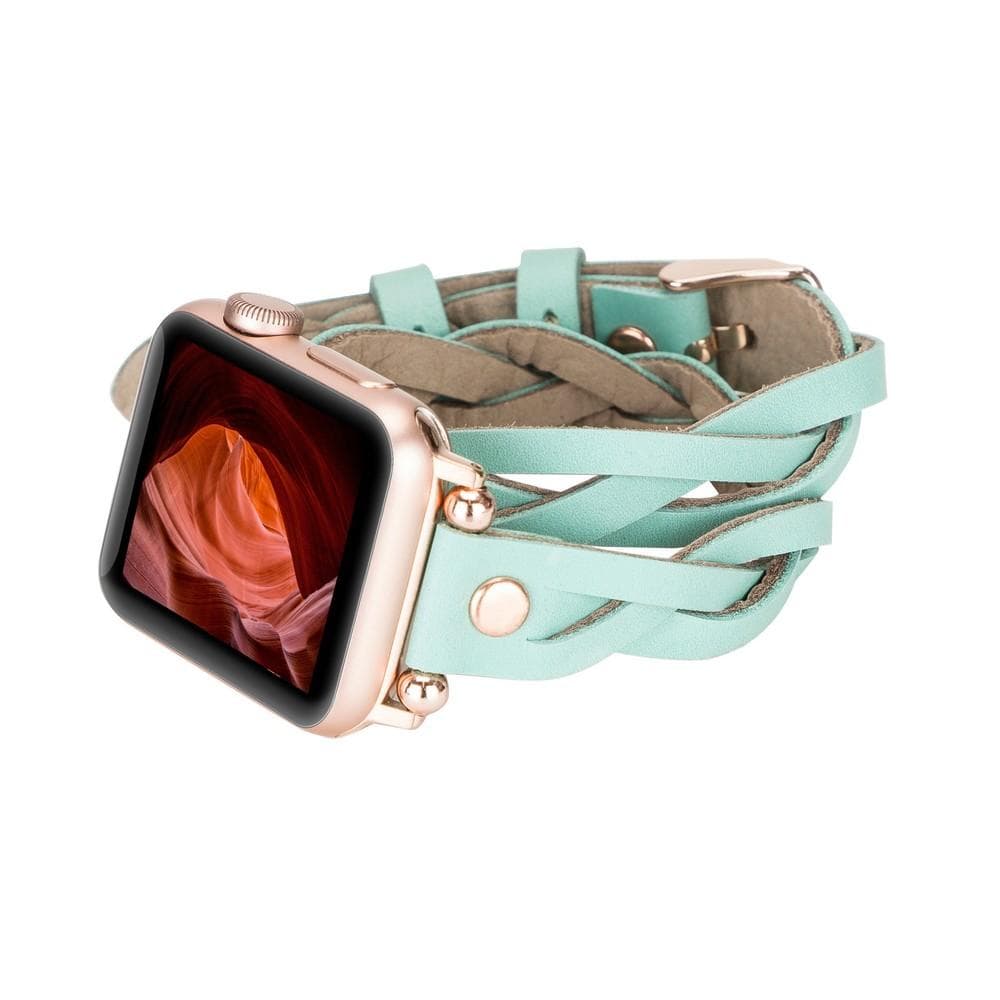 Leather Apple Watch Bands - Ferro Braided DT Peggy Rose Gold Trok Style Bouletta