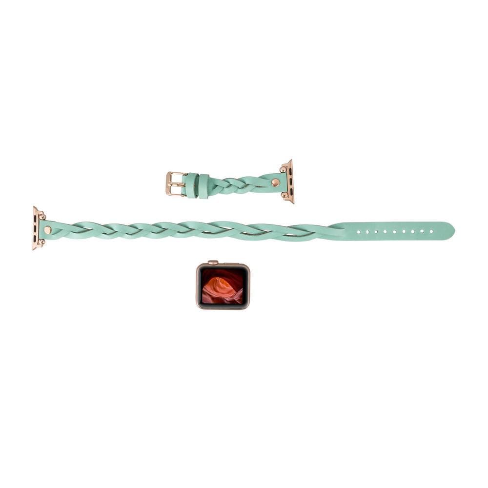 Leather Apple Watch Bands - Ferro Braided DT Peggy Rose Gold Trok Style Bouletta