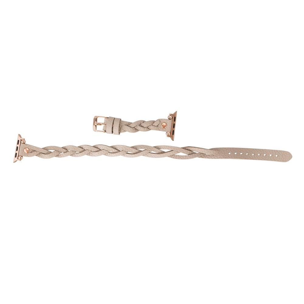 Leather Apple Watch Bands - Ferro Braided DT Peggy Rose Gold Trok Style Bouletta