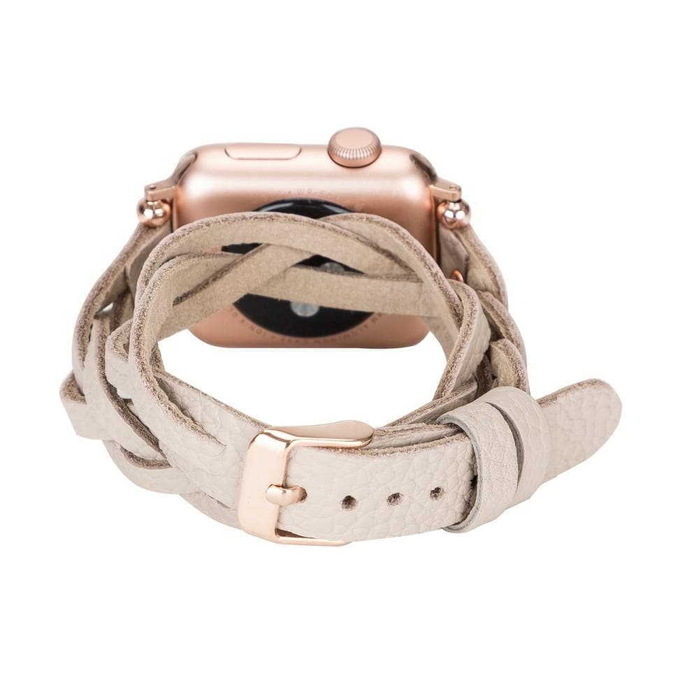 Leather Apple Watch Bands - Ferro Braided DT Peggy Rose Gold Trok Style Bouletta