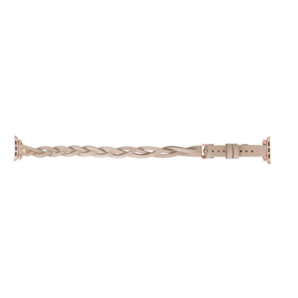 Leather Apple Watch Bands - Ferro Braided DT Peggy Rose Gold Trok Style Bouletta
