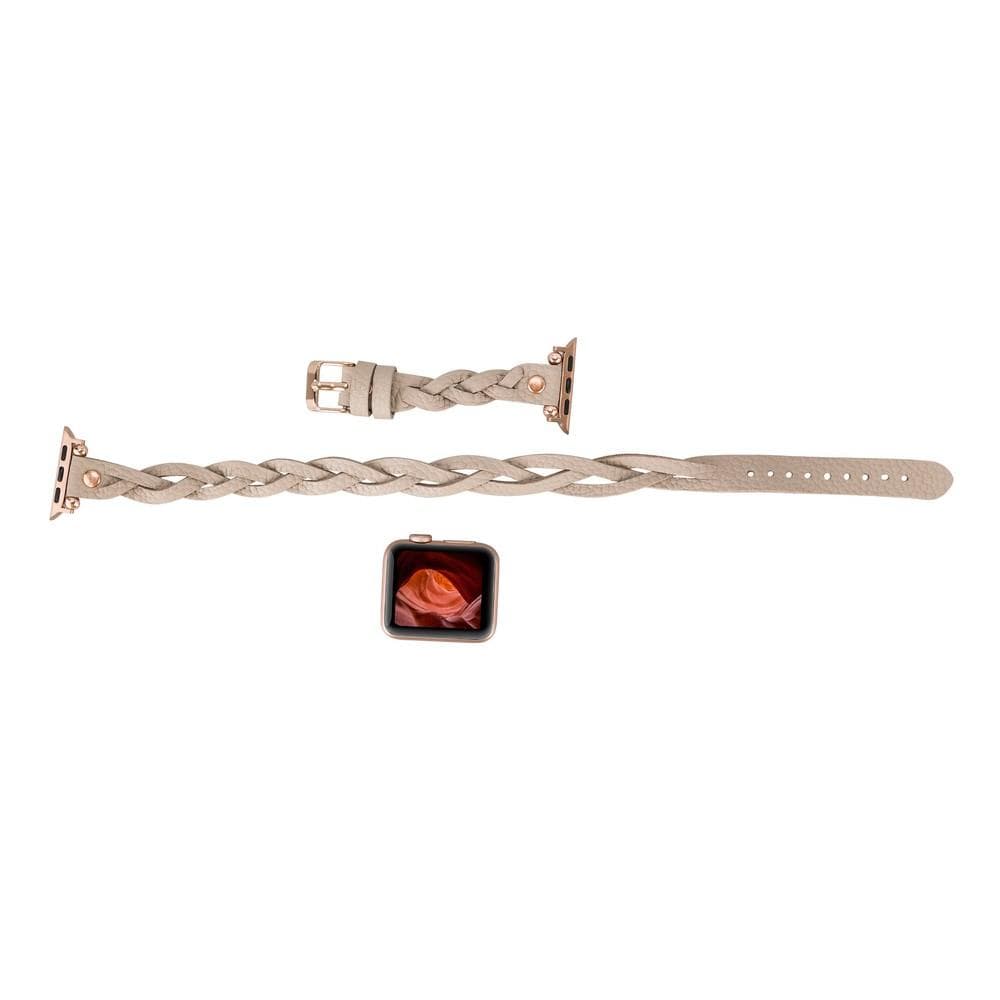 Leather Apple Watch Bands - Ferro Braided DT Peggy Rose Gold Trok Style Bouletta