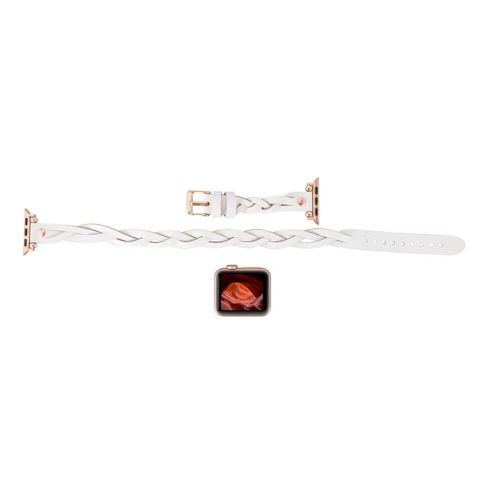 Leather Apple Watch Bands - Ferro Braided DT Peggy Rose Gold Trok Style Bouletta
