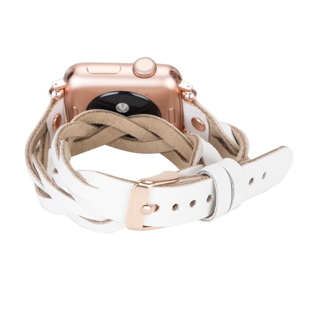 Leather Apple Watch Bands - Ferro Braided DT Peggy Rose Gold Trok Style Bouletta