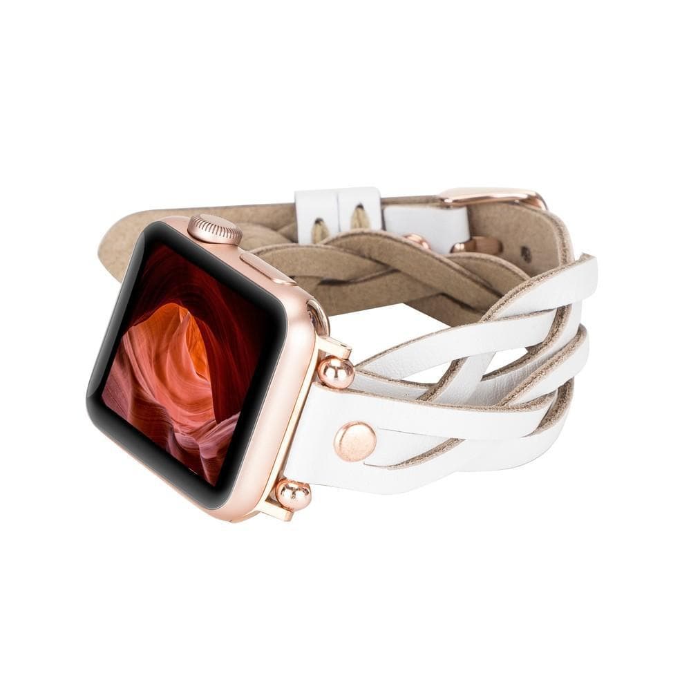 Leather Apple Watch Bands - Ferro Braided DT Peggy Rose Gold Trok Style Bouletta