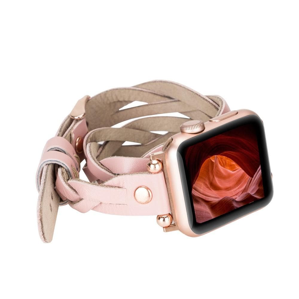 Leather Apple Watch Bands - Ferro Braided DT Peggy Rose Gold Trok Style NU2 Bouletta