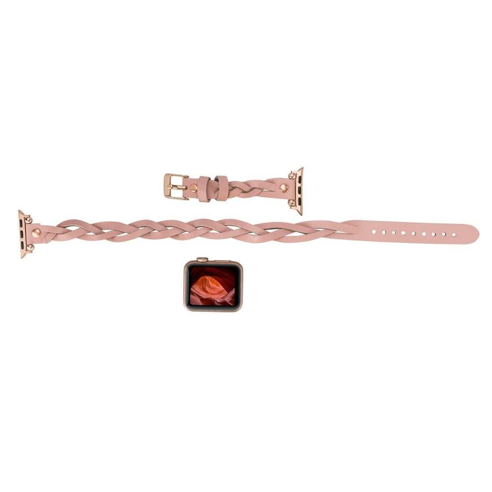 Leather Apple Watch Bands - Ferro Braided DT Peggy Rose Gold Trok Style Bouletta