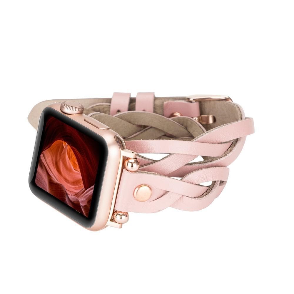 Leather Apple Watch Bands - Ferro Braided DT Peggy Rose Gold Trok Style Bouletta
