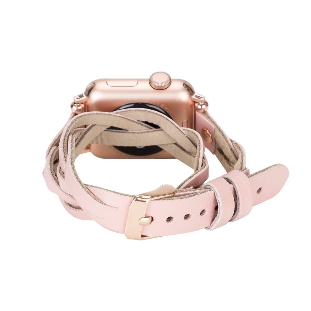 Leather Apple Watch Bands - Ferro Braided DT Peggy Rose Gold Trok Style Bouletta