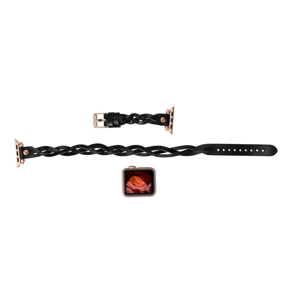 Leather Apple Watch Bands - Ferro Braided DT Peggy Rose Gold Trok Style Bouletta
