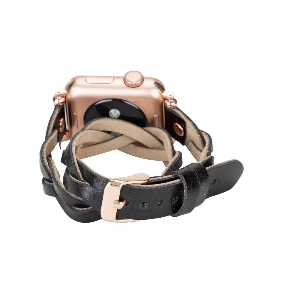 Leather Apple Watch Bands - Ferro Braided DT Peggy Rose Gold Trok Style Bouletta