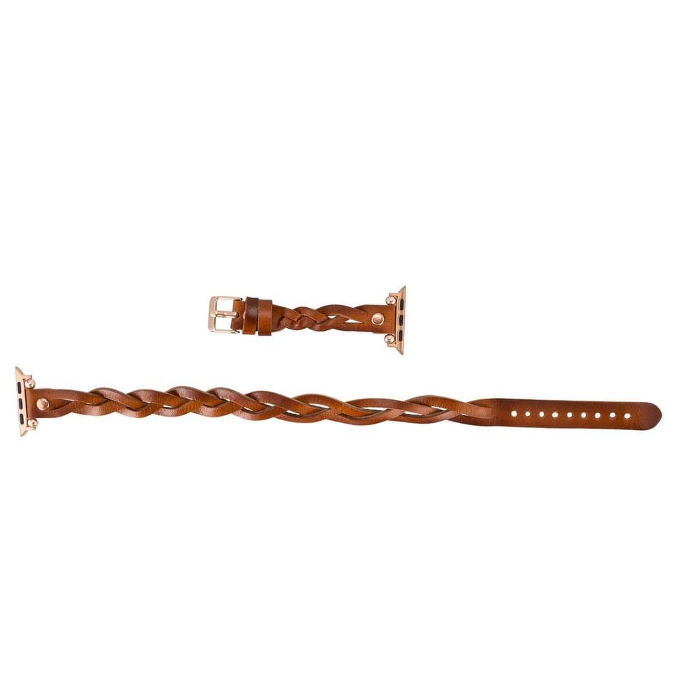 Leather Apple Watch Bands - Ferro Braided DT Peggy Rose Gold Trok Style Bouletta