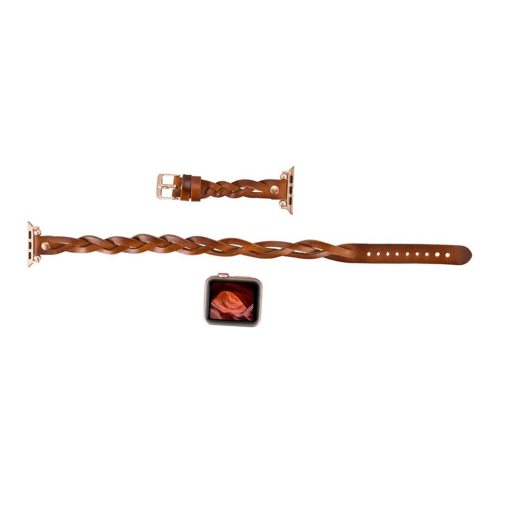 Leather Apple Watch Bands - Ferro Braided DT Peggy Rose Gold Trok Style Bouletta