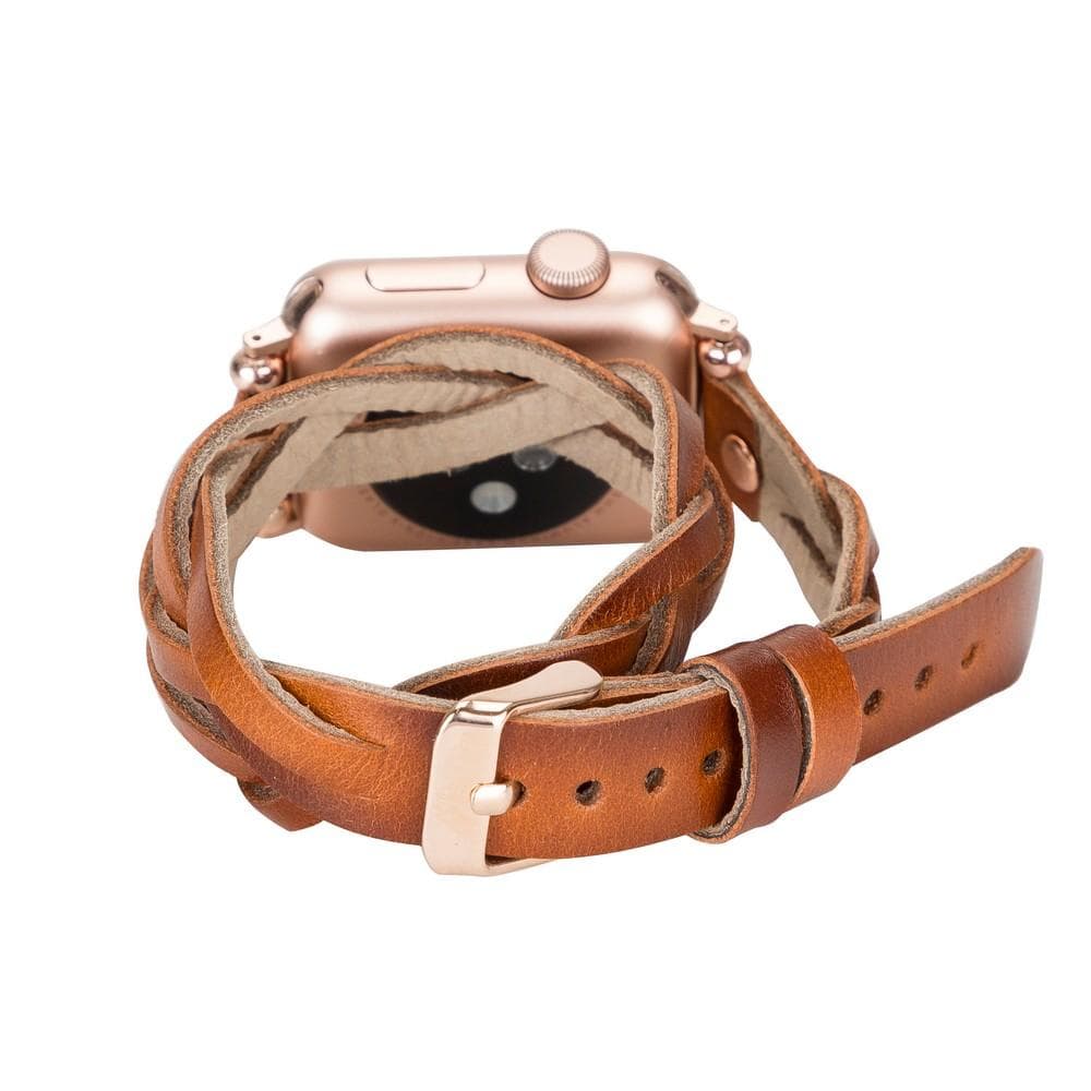 Leather Apple Watch Bands - Ferro Braided DT Peggy Rose Gold Trok Style Bouletta