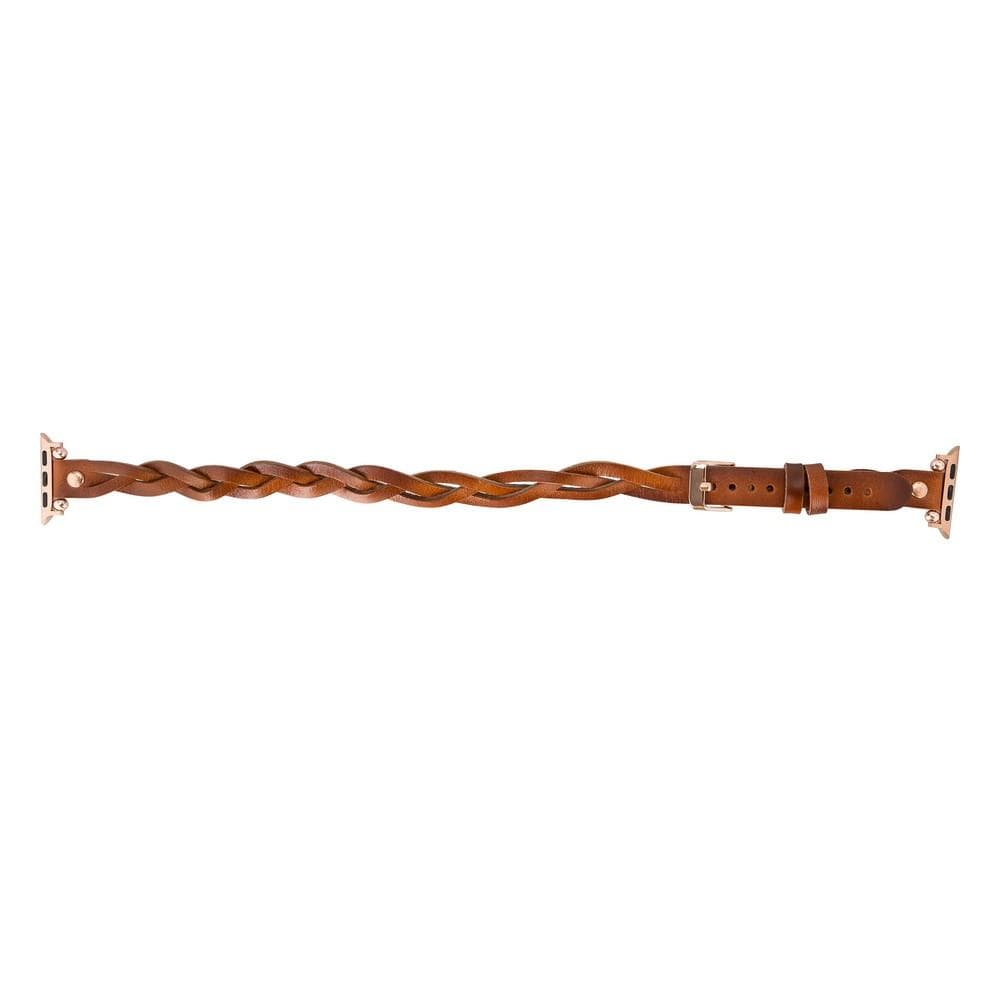 Leather Apple Watch Bands - Ferro Braided DT Peggy Rose Gold Trok Style Bouletta