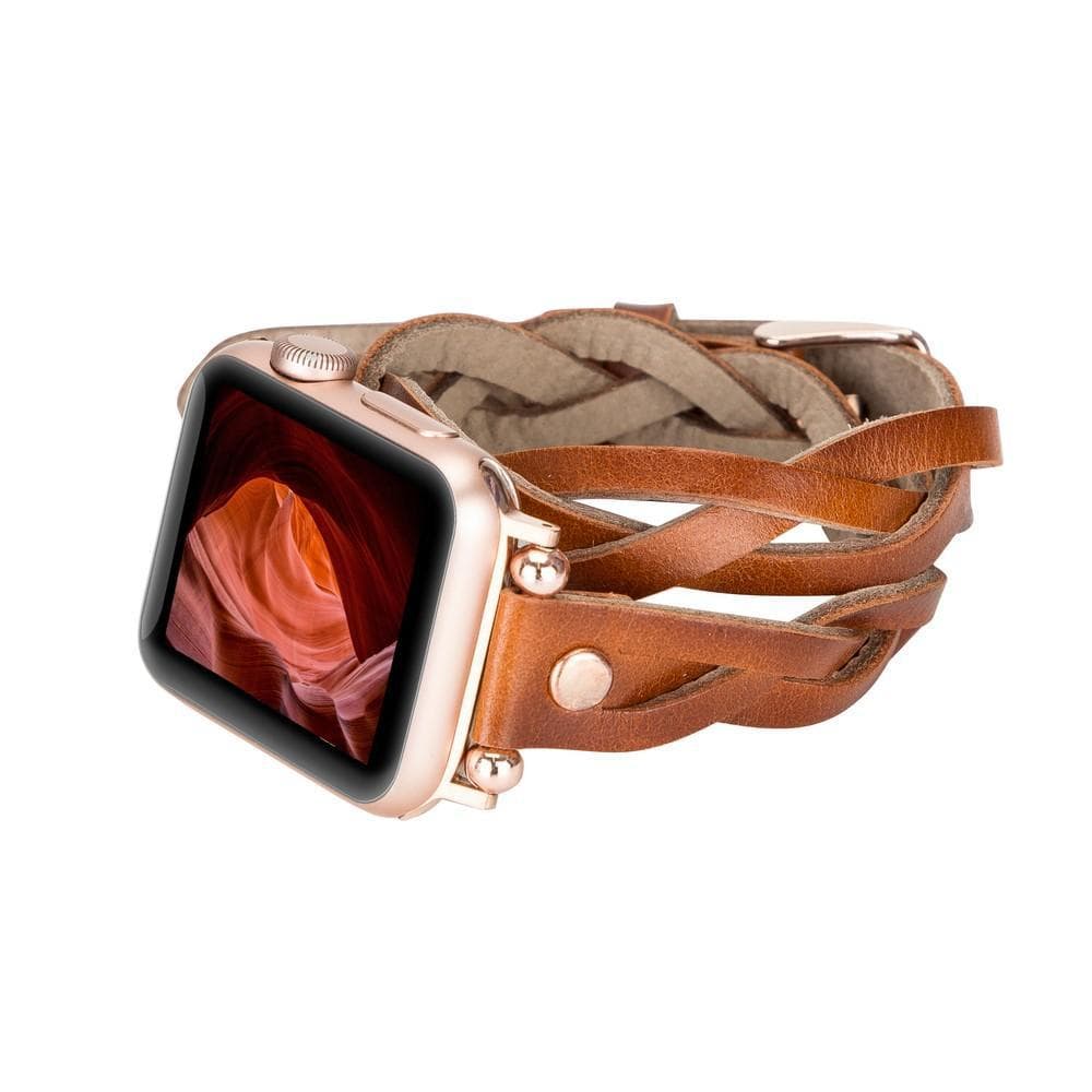 Leather Apple Watch Bands - Ferro Braided DT Peggy Rose Gold Trok Style Bouletta