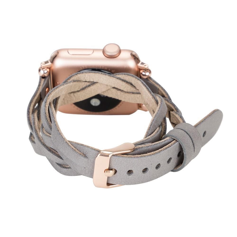 Leather Apple Watch Bands - Ferro Braided DT Peggy Rose Gold Trok Style Bouletta