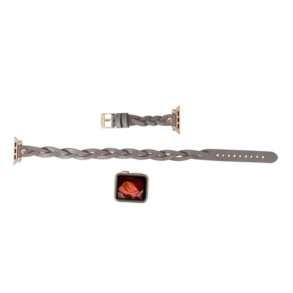 Leather Apple Watch Bands - Ferro Braided DT Peggy Rose Gold Trok Style Bouletta