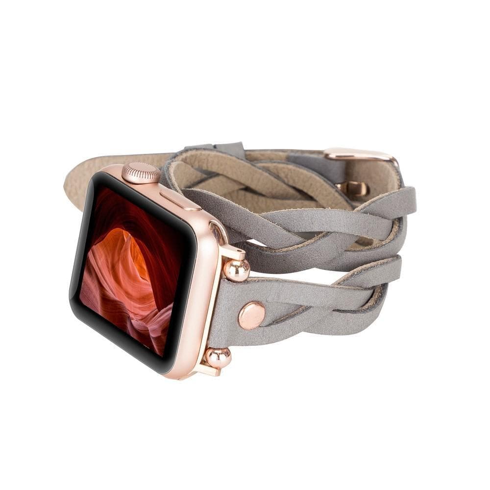 Leather Apple Watch Bands - Ferro Braided DT Peggy Rose Gold Trok Style Bouletta