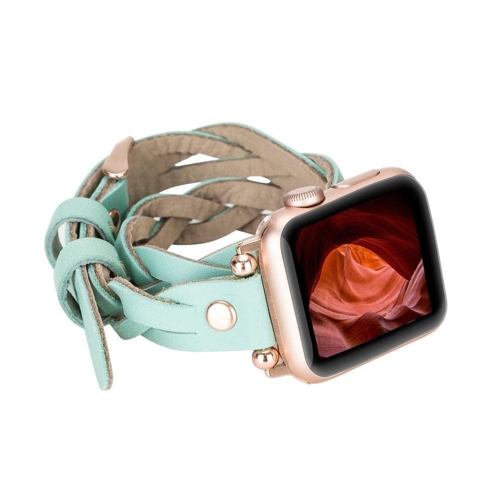 Leather Apple Watch Bands - Ferro Braided DT Peggy Rose Gold Trok Style BRN7 Bouletta