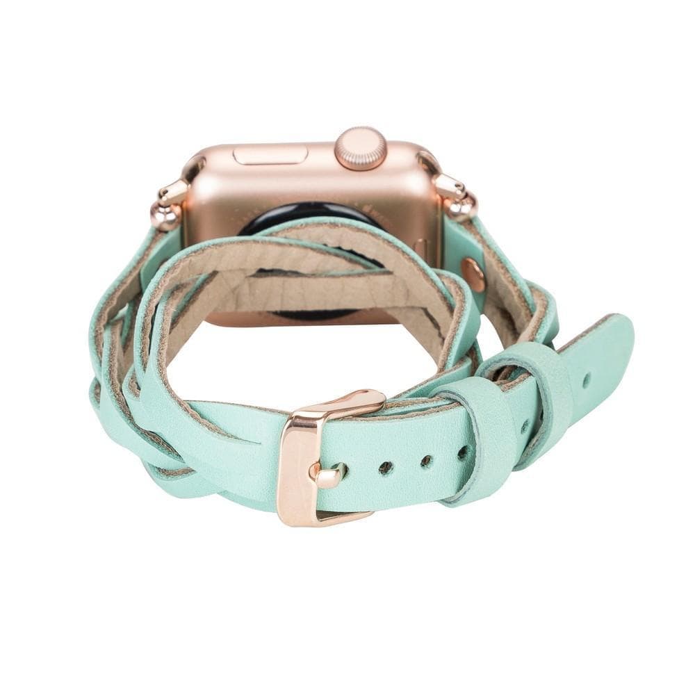Leather Apple Watch Bands - Ferro Braided DT Peggy Rose Gold Trok Style Bouletta