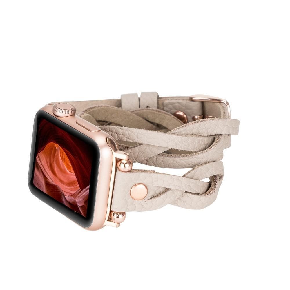 Leather Apple Watch Bands - Ferro Braided DT Peggy Rose Gold Trok Style ERC3 Bouletta