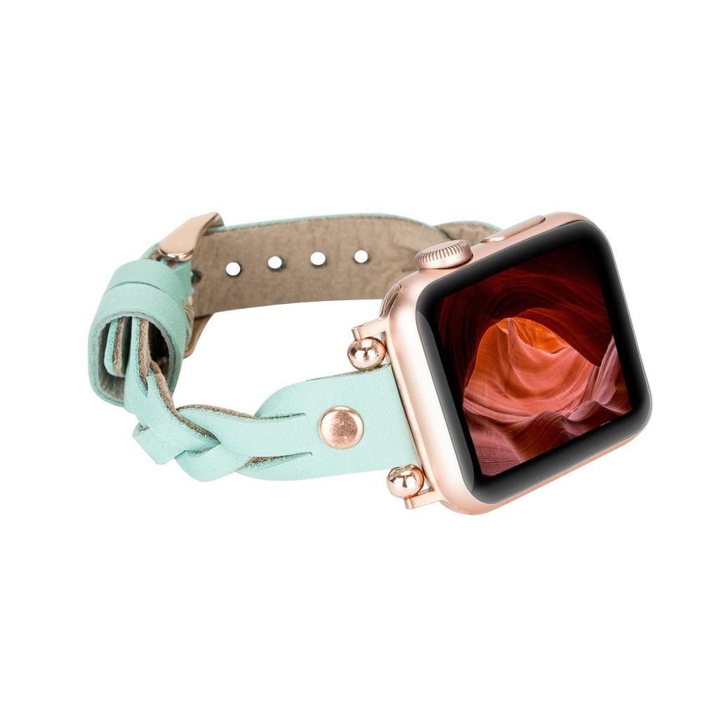 Leather Apple Watch Bands - Ferro Braided Wanda Rose Gold Trok Style BRN7 Bouletta