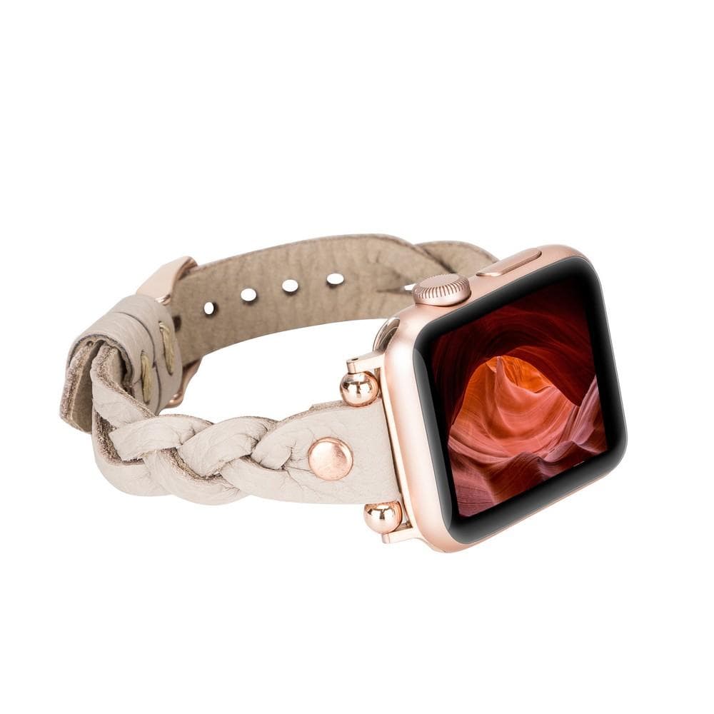Leather Apple Watch Bands - Ferro Braided Wanda Rose Gold Trok Style ERC3 Bouletta