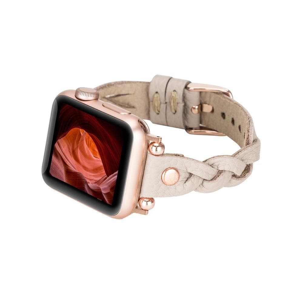 Leather Apple Watch Bands - Ferro Braided Wanda Rose Gold Trok Style Bouletta
