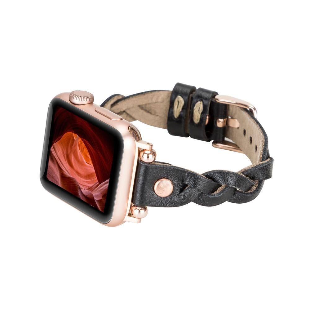 Leather Apple Watch Bands - Ferro Braided Wanda Rose Gold Trok Style Bouletta