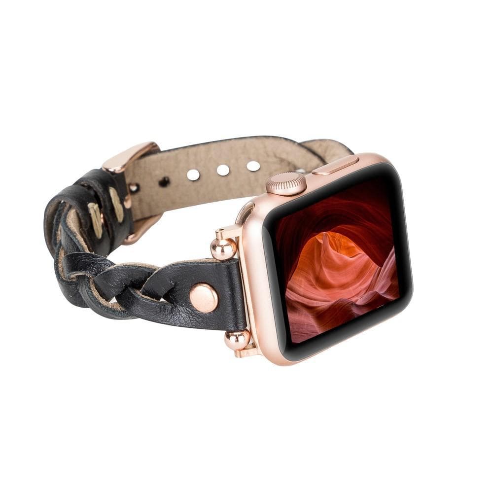 Leather Apple Watch Bands - Ferro Braided Wanda Rose Gold Trok Style RST1 Bouletta