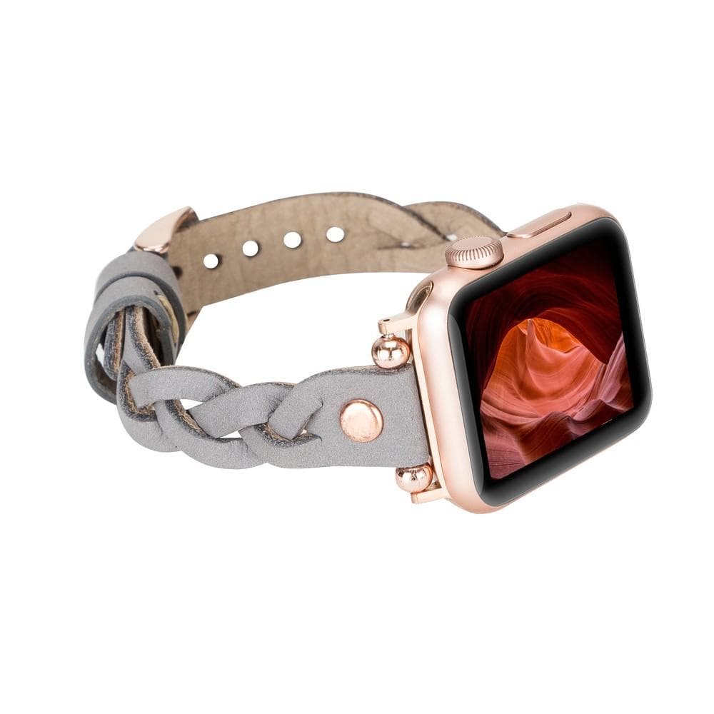 Leather Apple Watch Bands - Ferro Braided Wanda Rose Gold Trok Style RST9 Bouletta