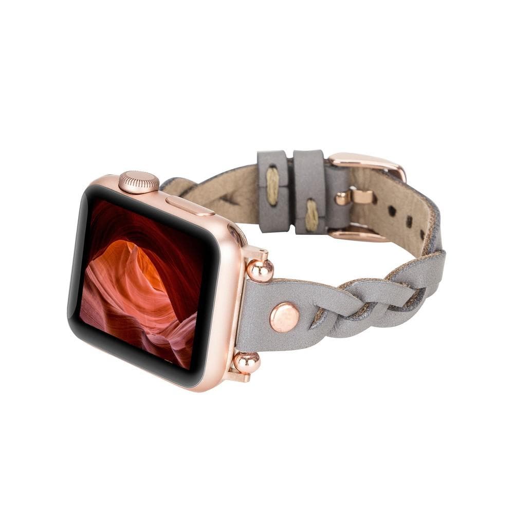 Leather Apple Watch Bands - Ferro Braided Wanda Rose Gold Trok Style Bouletta