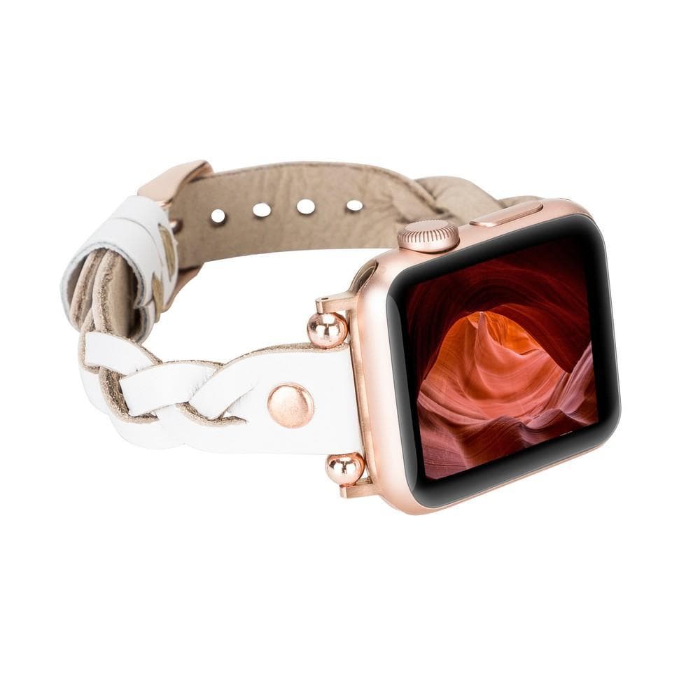 Leather Apple Watch Bands - Ferro Braided Wanda Rose Gold Trok Style F3 Bouletta