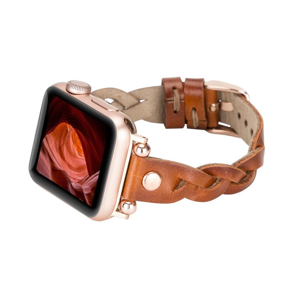 Leather Apple Watch Bands - Ferro Braided Wanda Rose Gold Trok Style Bouletta
