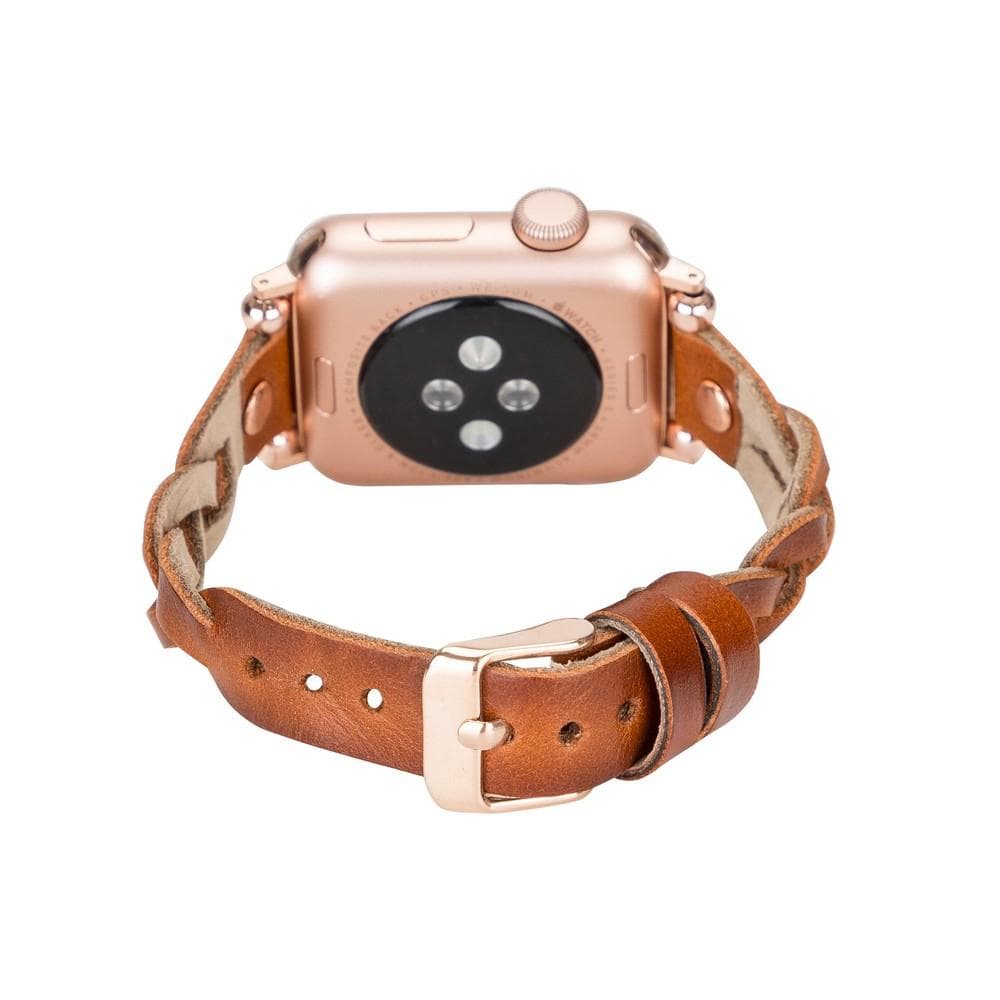 Leather Apple Watch Bands - Ferro Braided Wanda Rose Gold Trok Style Bouletta