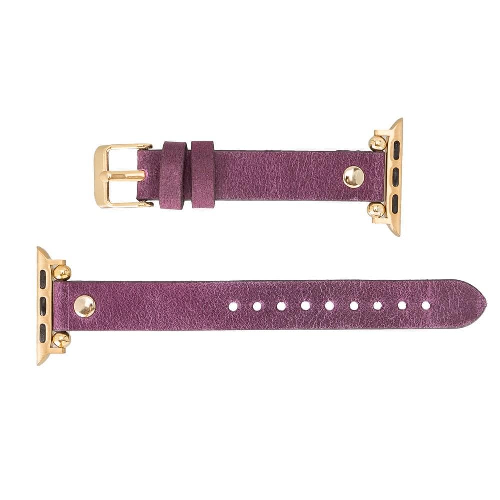 Leather Apple Watch Bands - Ferro Gold Trok Style Bouletta