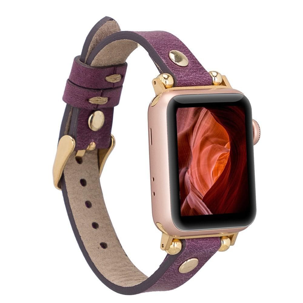 Leather Apple Watch Bands - Ferro Gold Trok Style G7 Bouletta