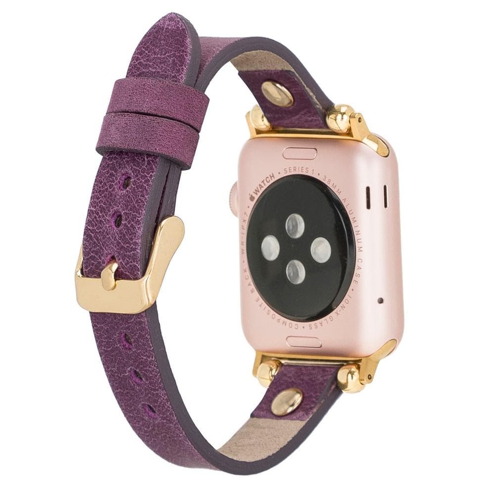 Leather Apple Watch Bands - Ferro Gold Trok Style Bouletta