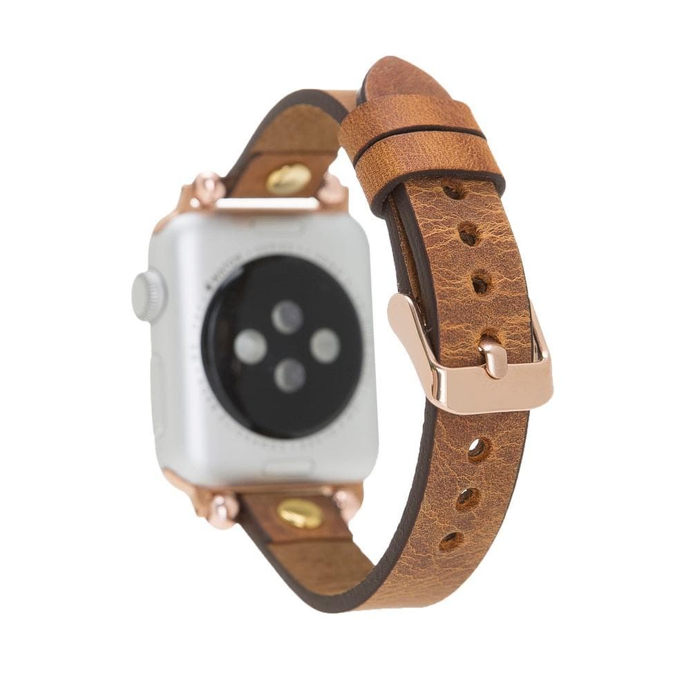 Leather Apple Watch Bands - Ferro Gold Trok Style Bouletta