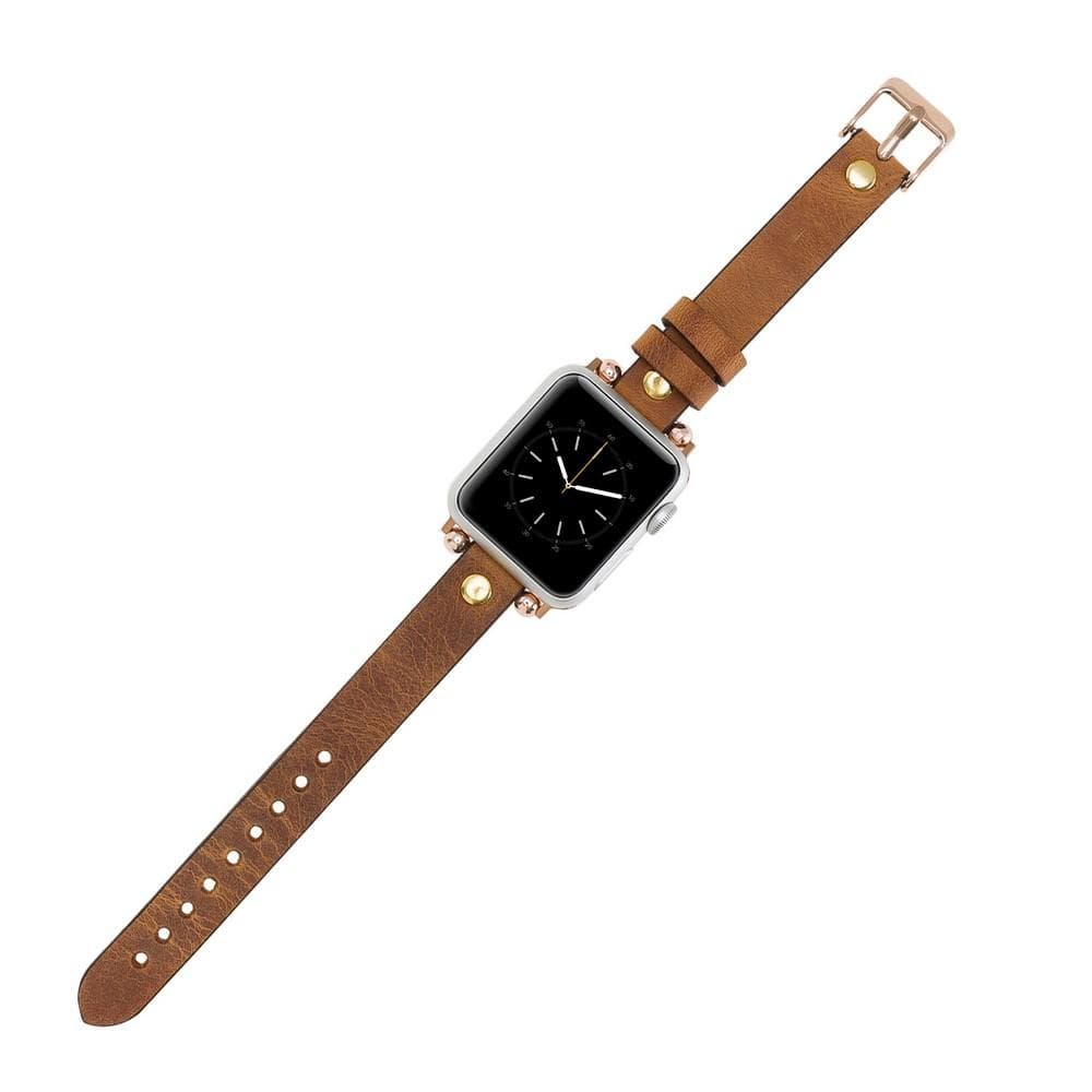Leather Apple Watch Bands - Ferro Gold Trok Style Bouletta