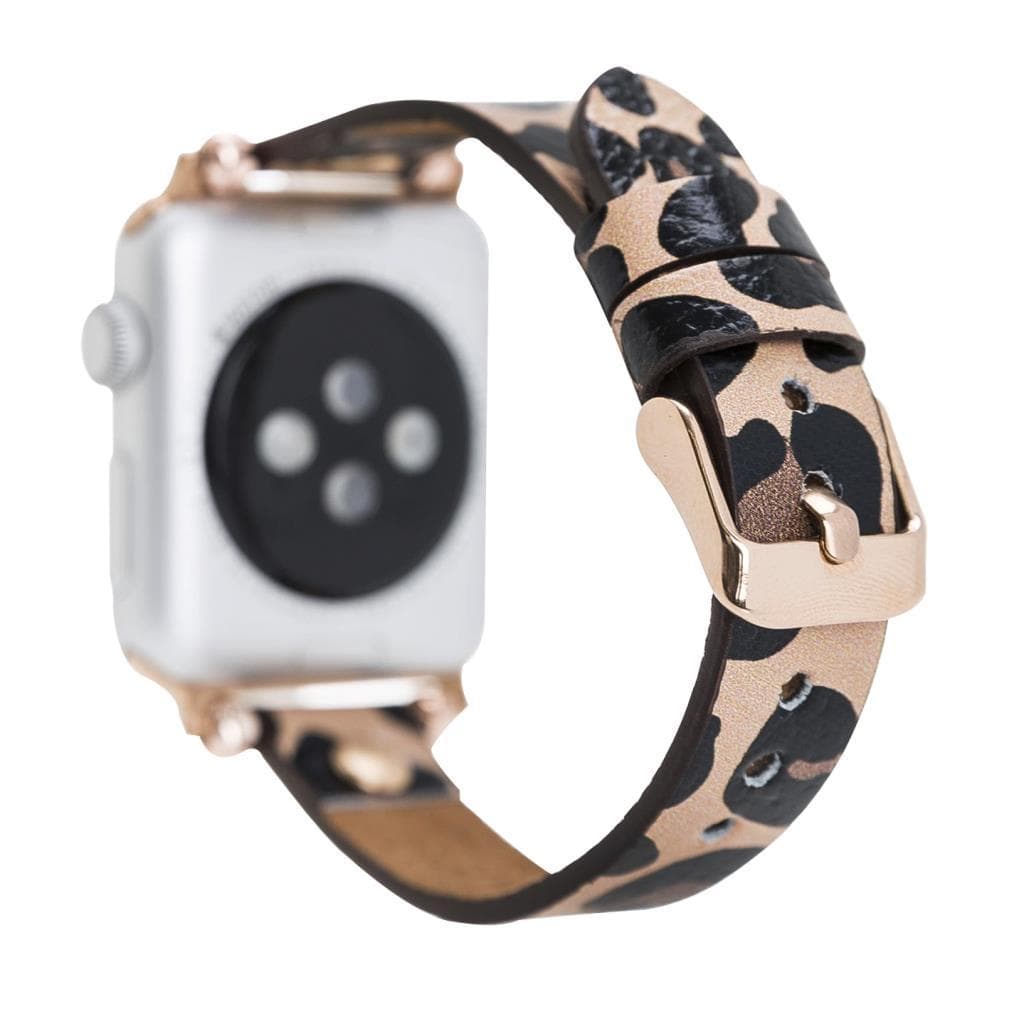 Leather Apple Watch Bands - Ferro Gold Trok Style Bouletta