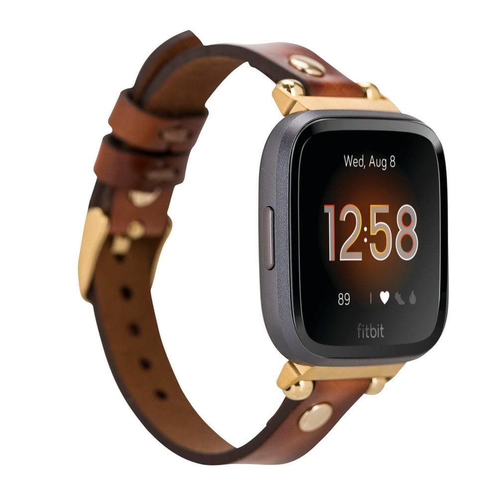 Leather Apple Watch Bands - Ferro Gold Trok Style Bouletta