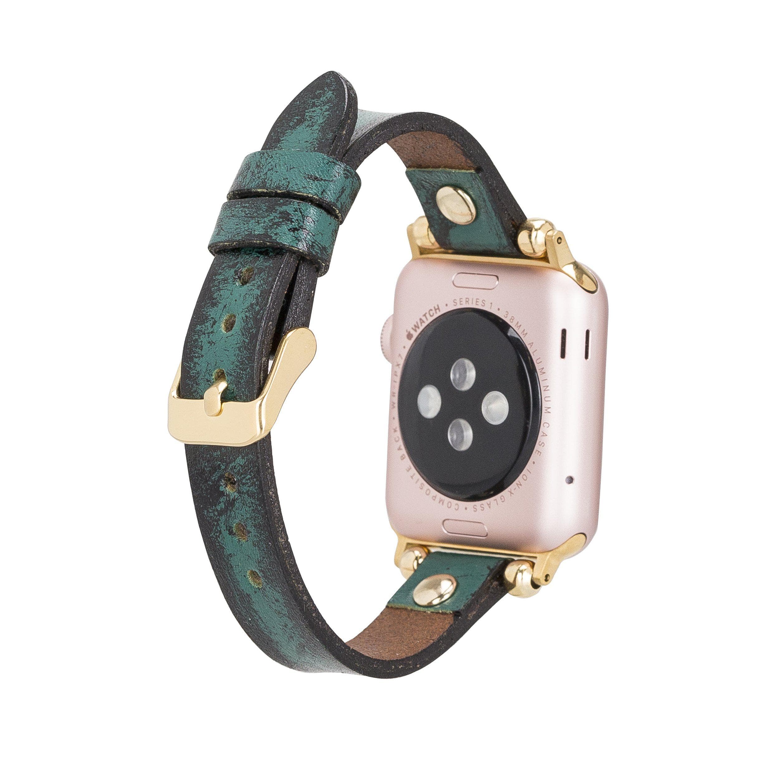 Leather Apple Watch Bands - Ferro Gold Trok Style Bouletta